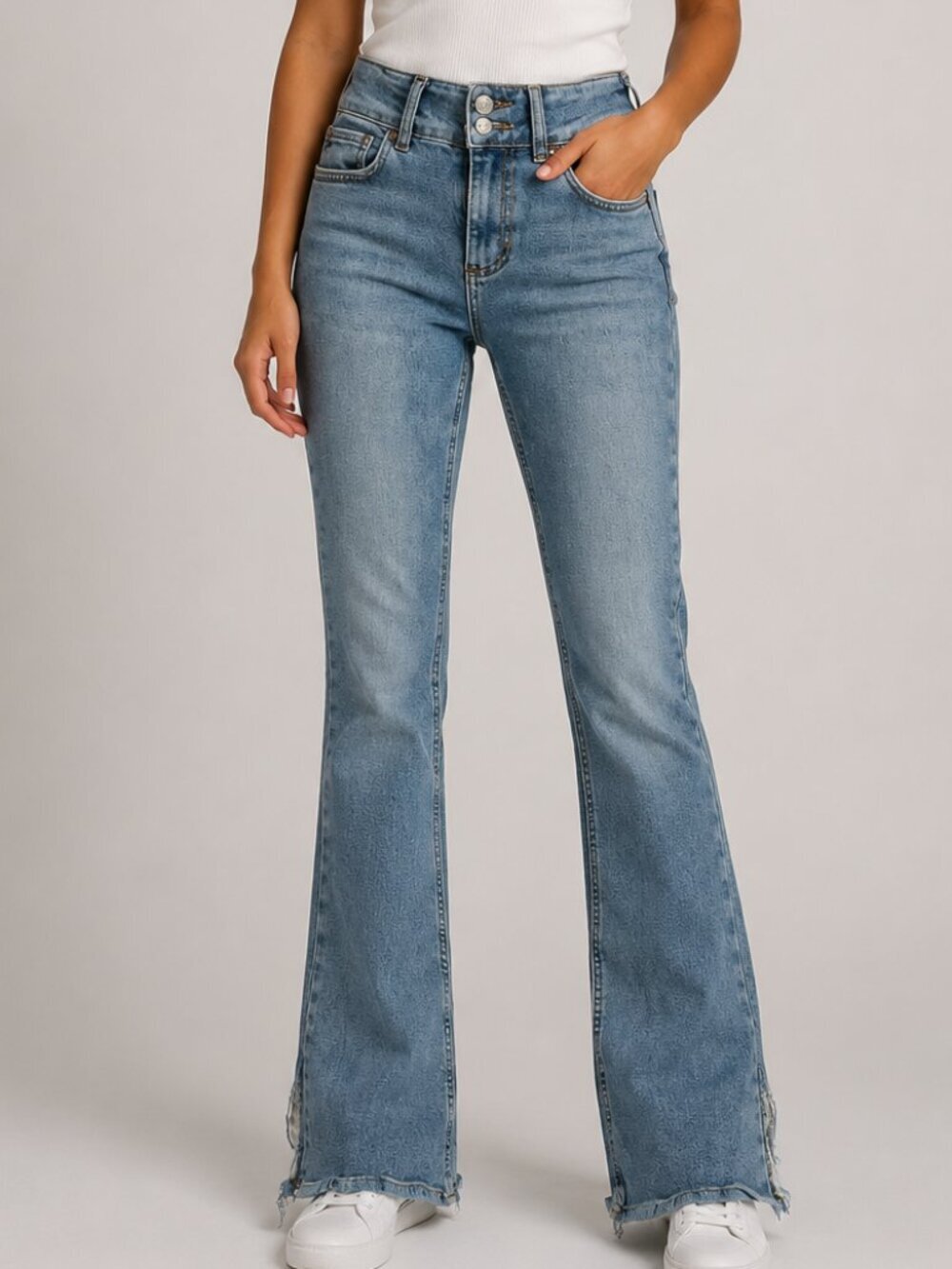 We The Free Shayla Bootcut Jeans Size 24 Mid Rise Raw Hem Slit